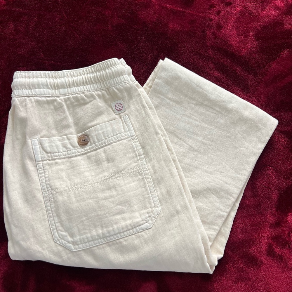 Marine Layer Cream Linen Casual Pants